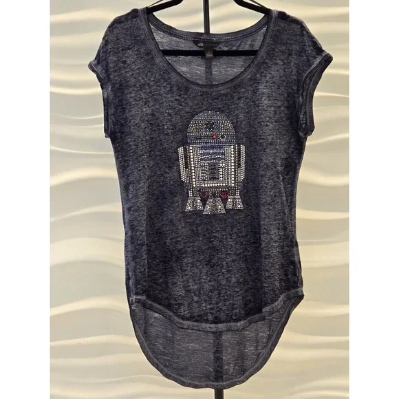 Tunic Shirt Size S Star Wars Rock & Republic Studded R2-D2 Short Sleeve High Lo - Picture 1 of 11